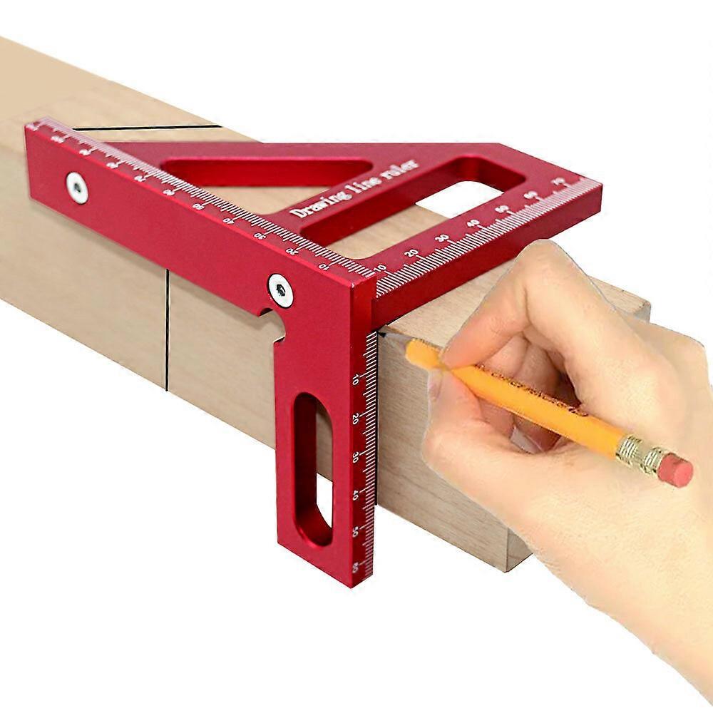 Aluminum Alloy Woodworking Square Protractor Miter Triangle Ruler Right Angle Ruler Drawing Line Ruler Measuring Tool for Carpentry