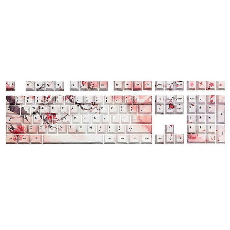108Keys PBT Keycap Chinese Style Ink Cherry Blossom Dye Sub Keycap for Mx Switch
