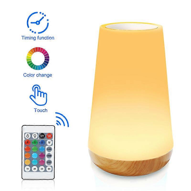 Night light, touch dimmable, bedside lamp, table lamp with remote control, 13 colors, 5 brightness levels, 3 settings, USB LED night light, timer func