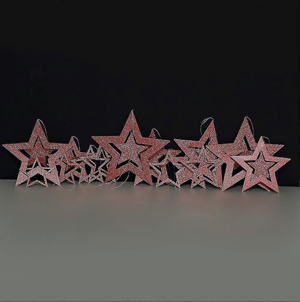 Decor365 Ghirlanda Di Stelle Oro Rosa 3D - 6 Stelle Grandi + 14 Ritagli Piccoli + Filo 10m Per Feste