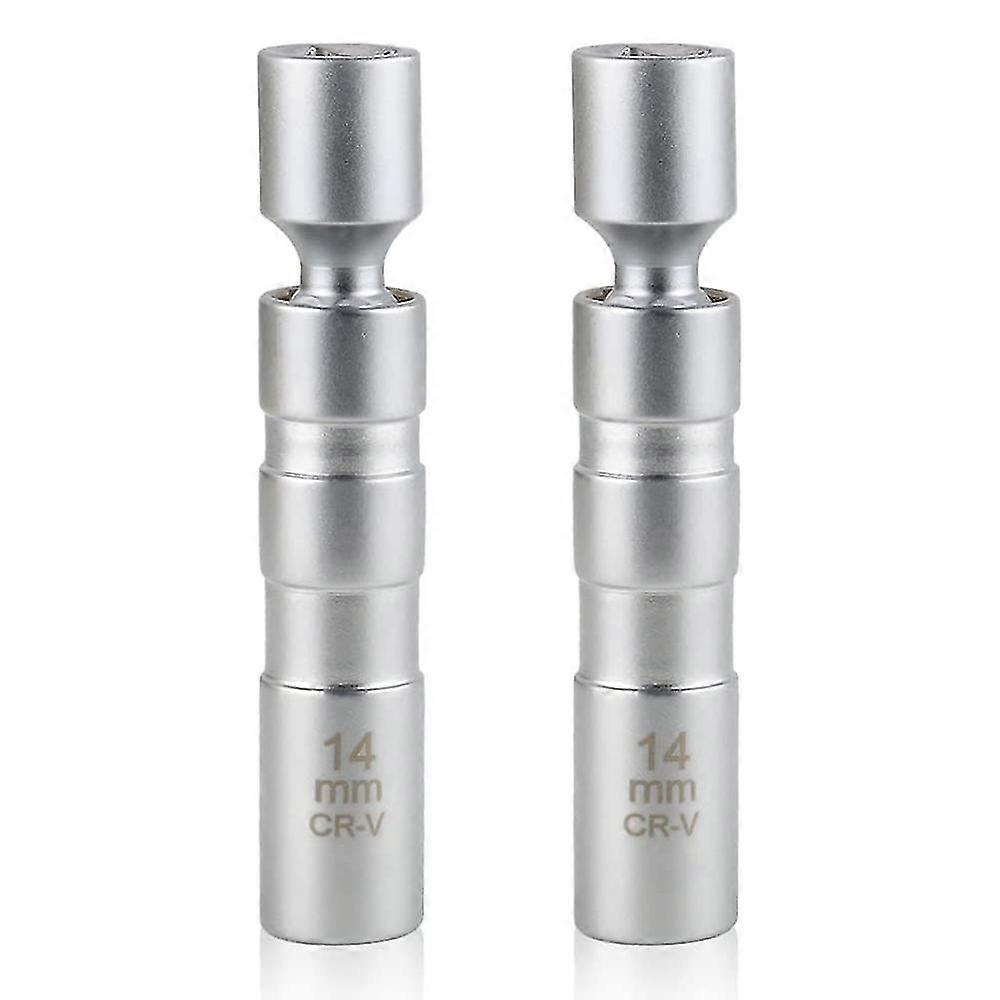 2pcs Swivel Spark Plug Socket Removal Tool 14mm 12-Point Universal