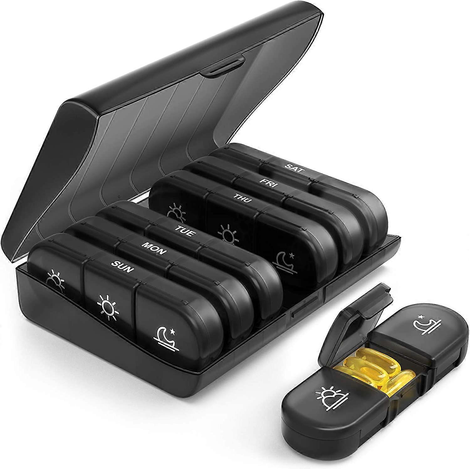 Pill Boxes 7 Day 3 Times A Day, Portable Pill Box Organiser with Large Separate Compartments