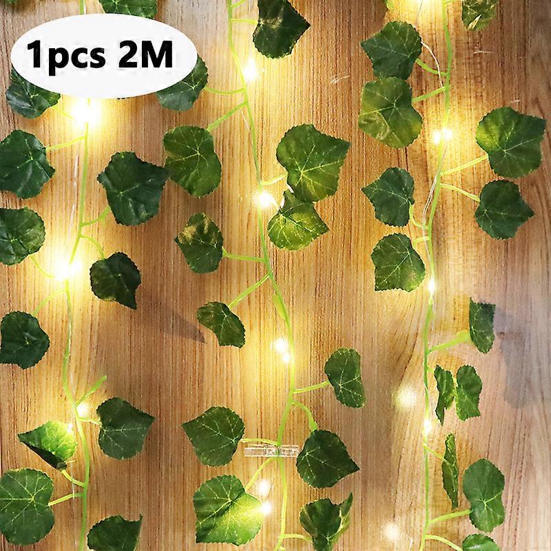 2M Artificial Plants Liana LED Leaf Garland Silk Rattan Leaf Vine Hanging For Home Living Room Decoration Accessories Creeper