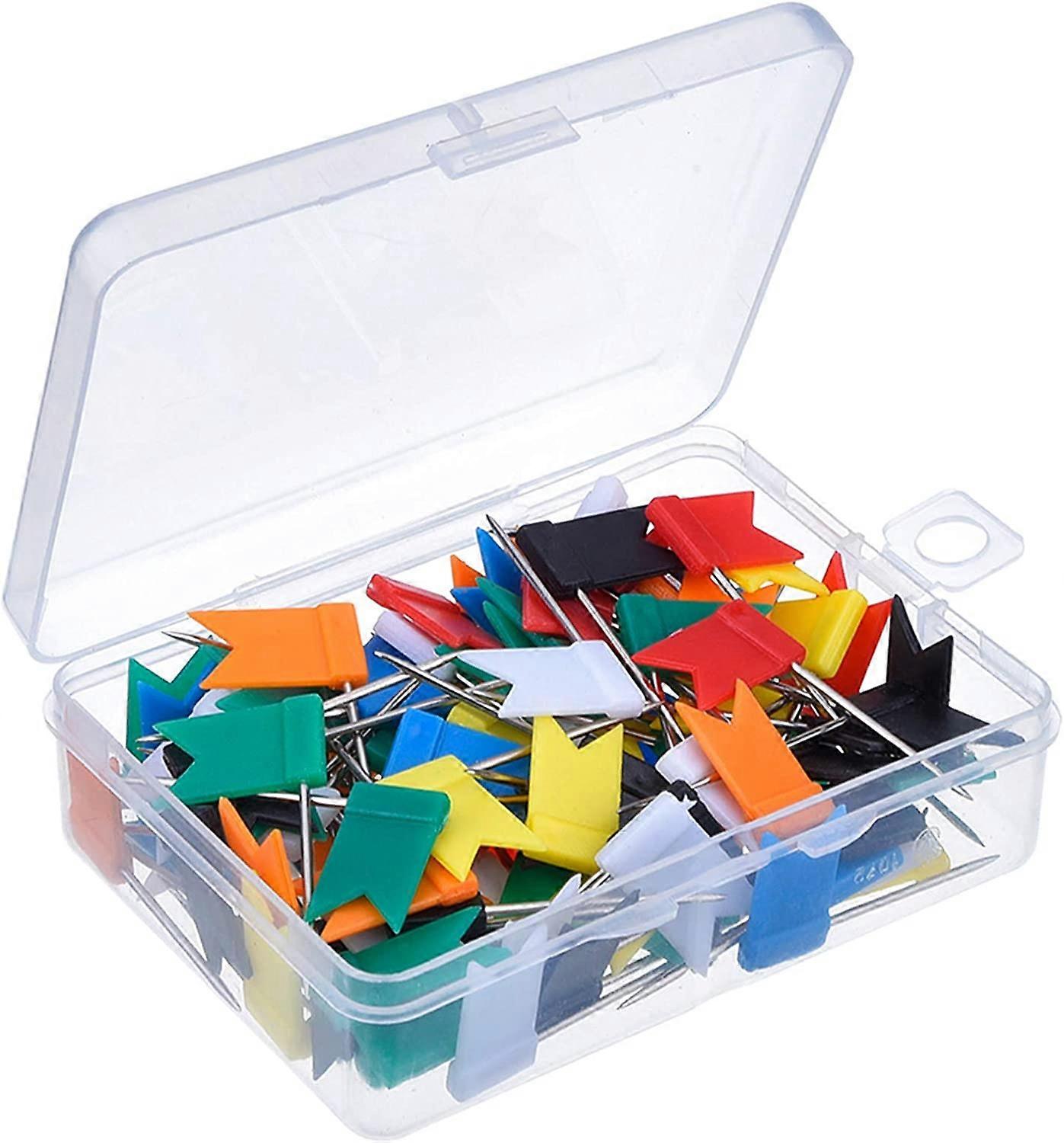 100pcs map flag pushpins in random colors