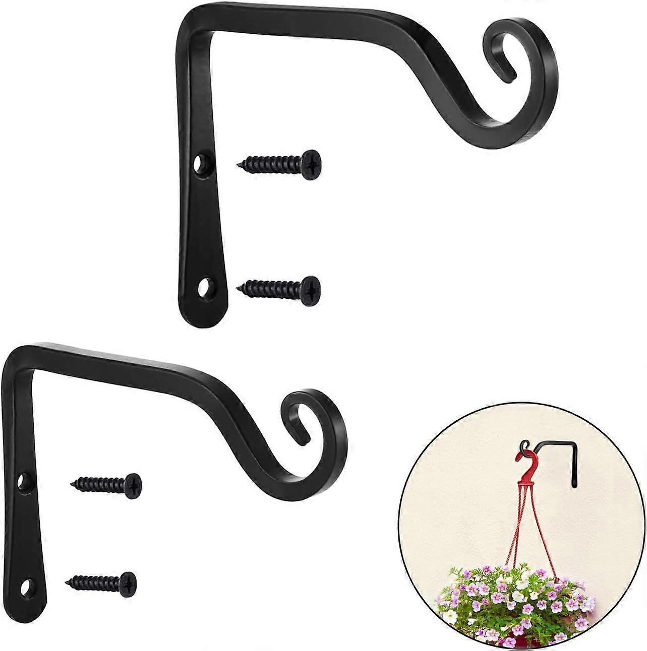 قوس نبات معلق بخطاف الحائط ، 6 بوصات ، شماعات نباتية مستقيمة مزخرفة (2 عبوة ، أسود)