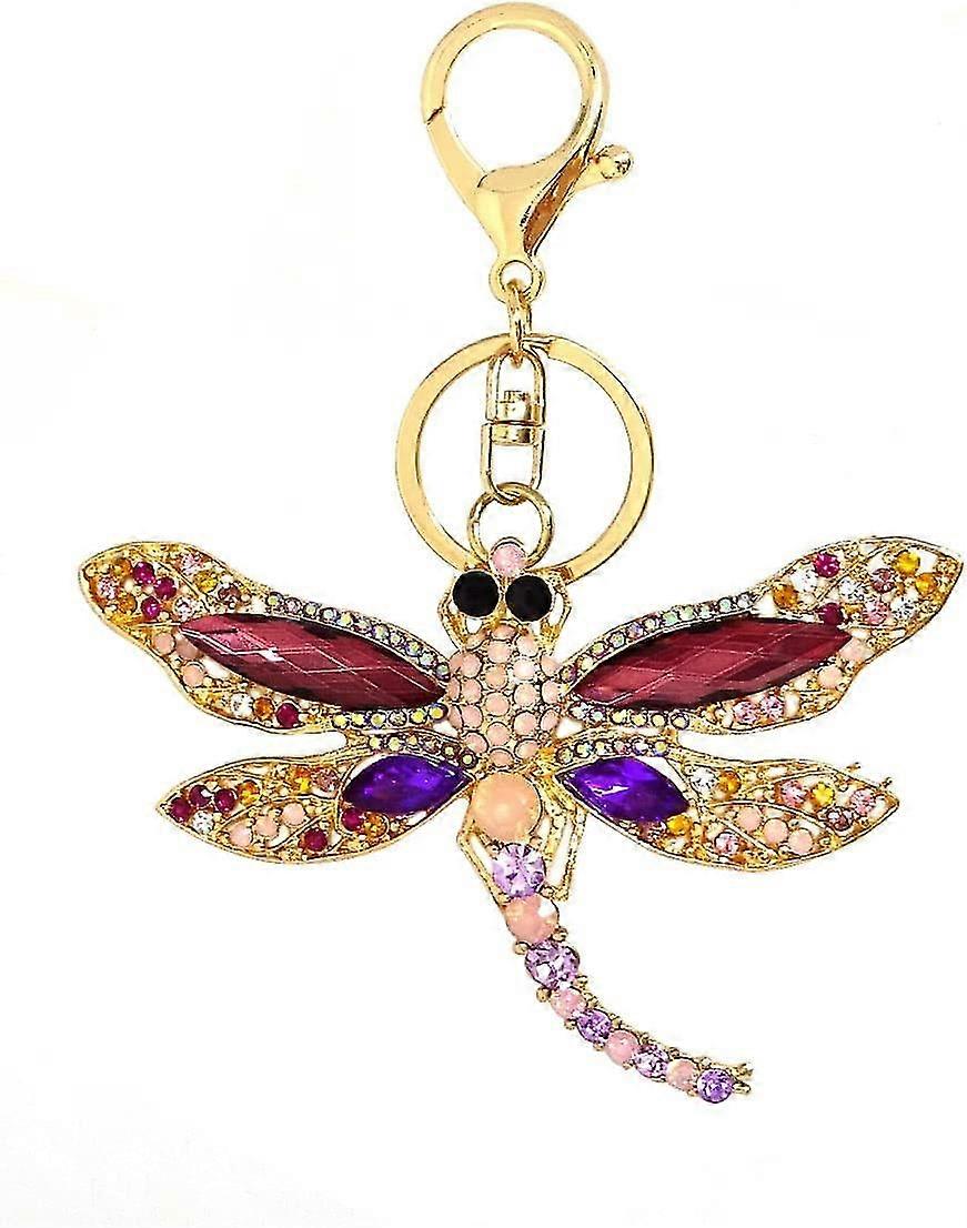 1pcs Strass Libellule Porte-clés Sparkling Insect Keyring Animal Key Chain