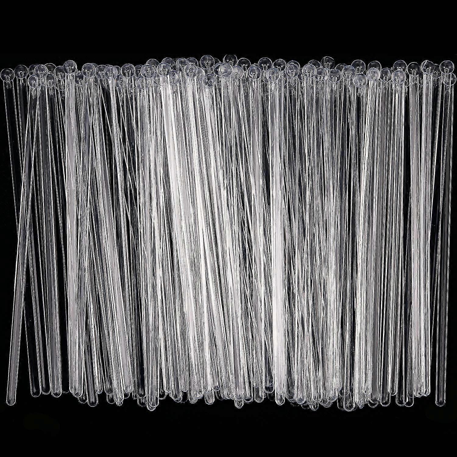 100 חתיכות פלסטיק חד פעמי עגול העליון קריסטל סוויזל מקלות (שקוף)-MXBC