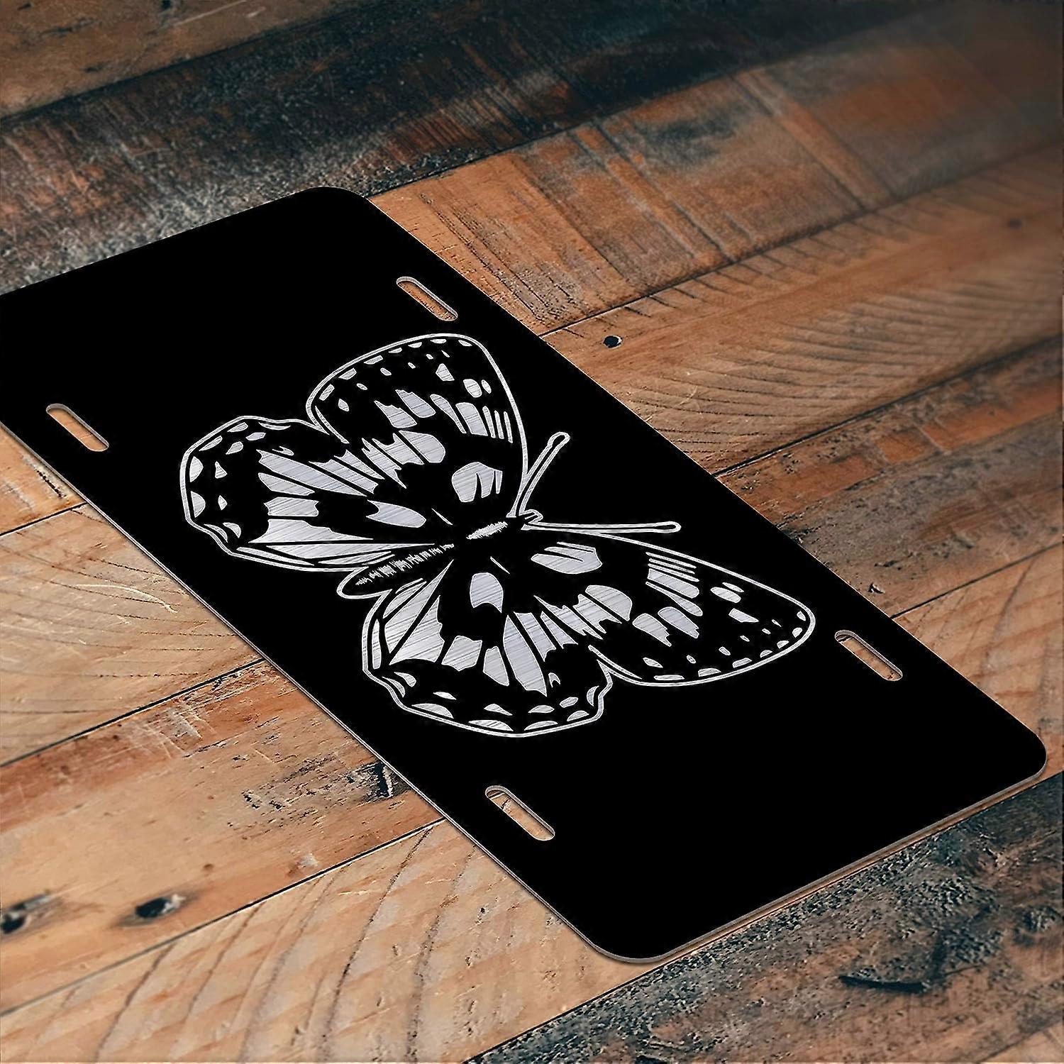 Placa de Licença de Alumínio Gravada em Borboleta | 6 polegadas por 12 polegadas | Carro Caminhão RV Trailer Wall Shop Man Cave | VLP735