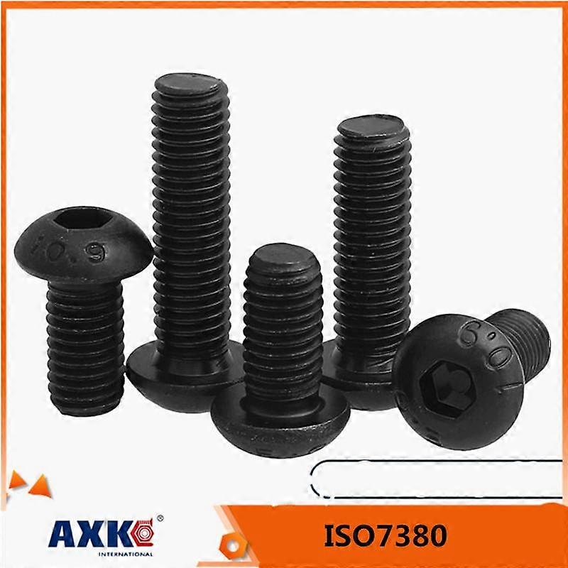 10/50pcs M1.6 M2 M2.5 M3 M4 M5 M6 M8 Black Grade 10.9 Steel ISO7380 Hexagon Hex Socket Head Button Mushroom Allen Bolt Screw