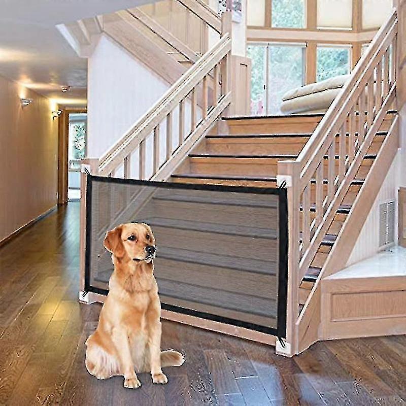 Gate For Dogs Portable Folding Stair Gate Safe Guard Mesh Pet Gate Pet Isolation Net Safety Gate Install Anywhere