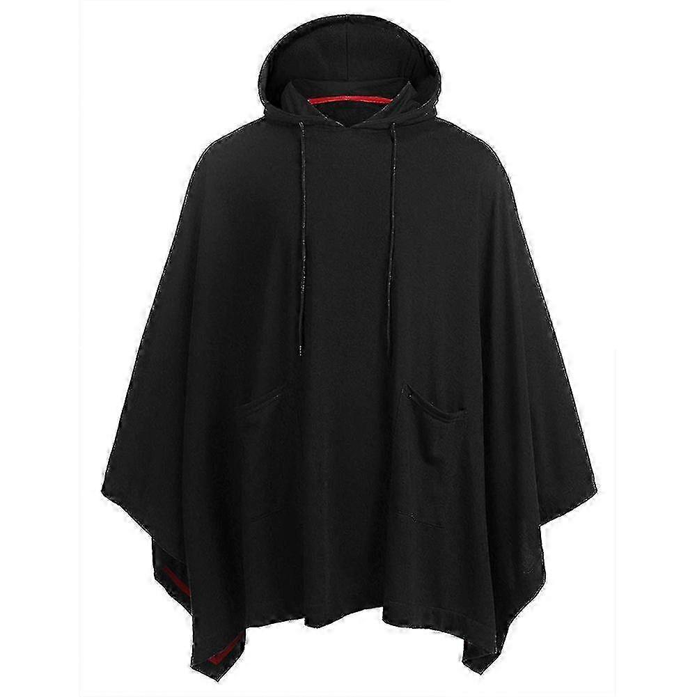 Poncho casual unissex com capuz, capa fashion, casaco com capuz e bolso