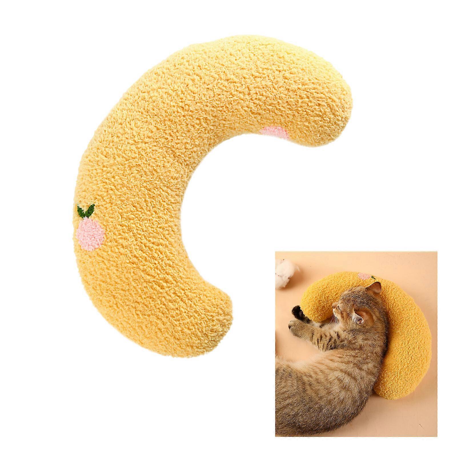 Small Cat Pillow with U-Shape Design for Deep Sleep and Neck Support, Soft Teddy Velvet and Pearl Cotton Material