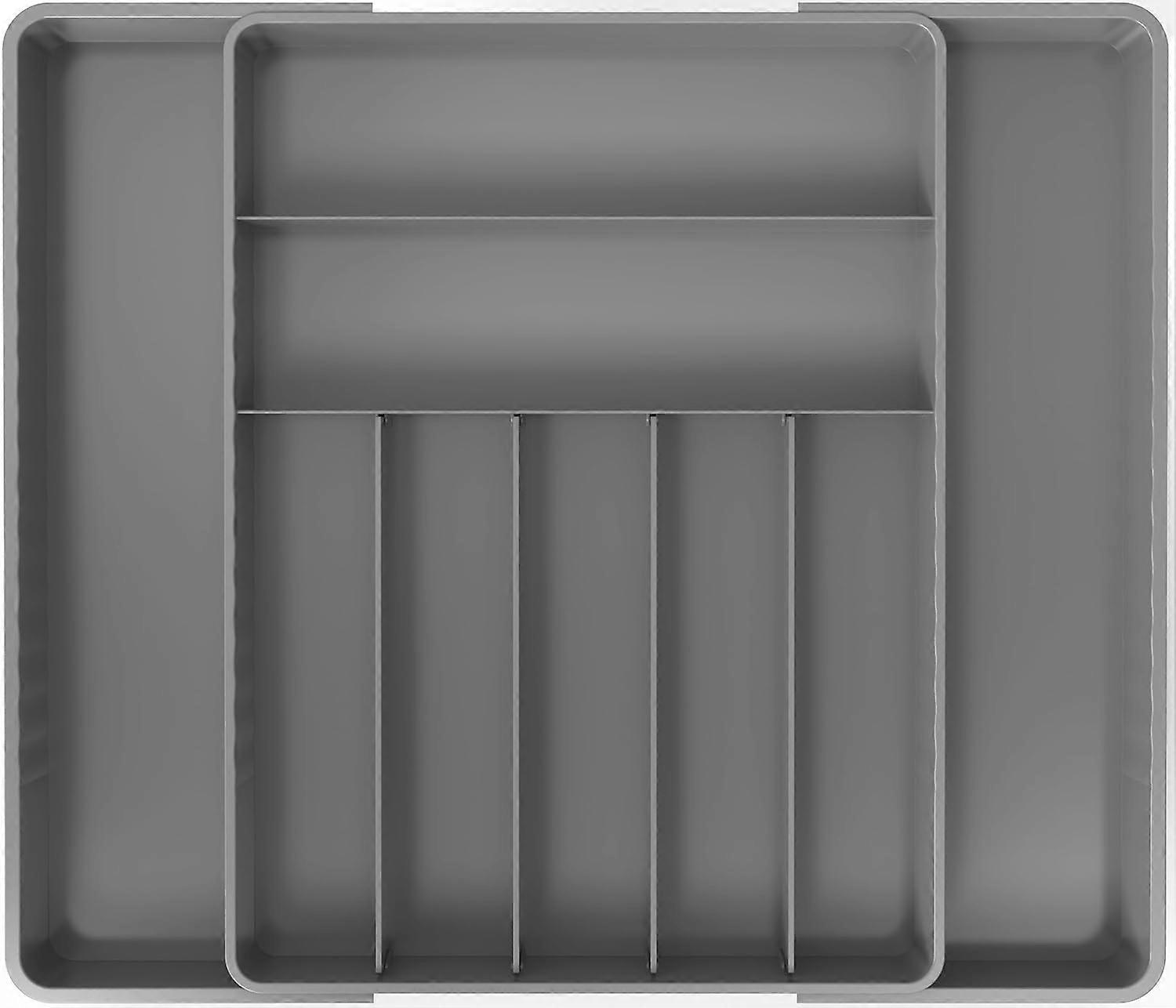 pleHouseware Expandable Kitchen Drawer Flatware Organizer, White Grey