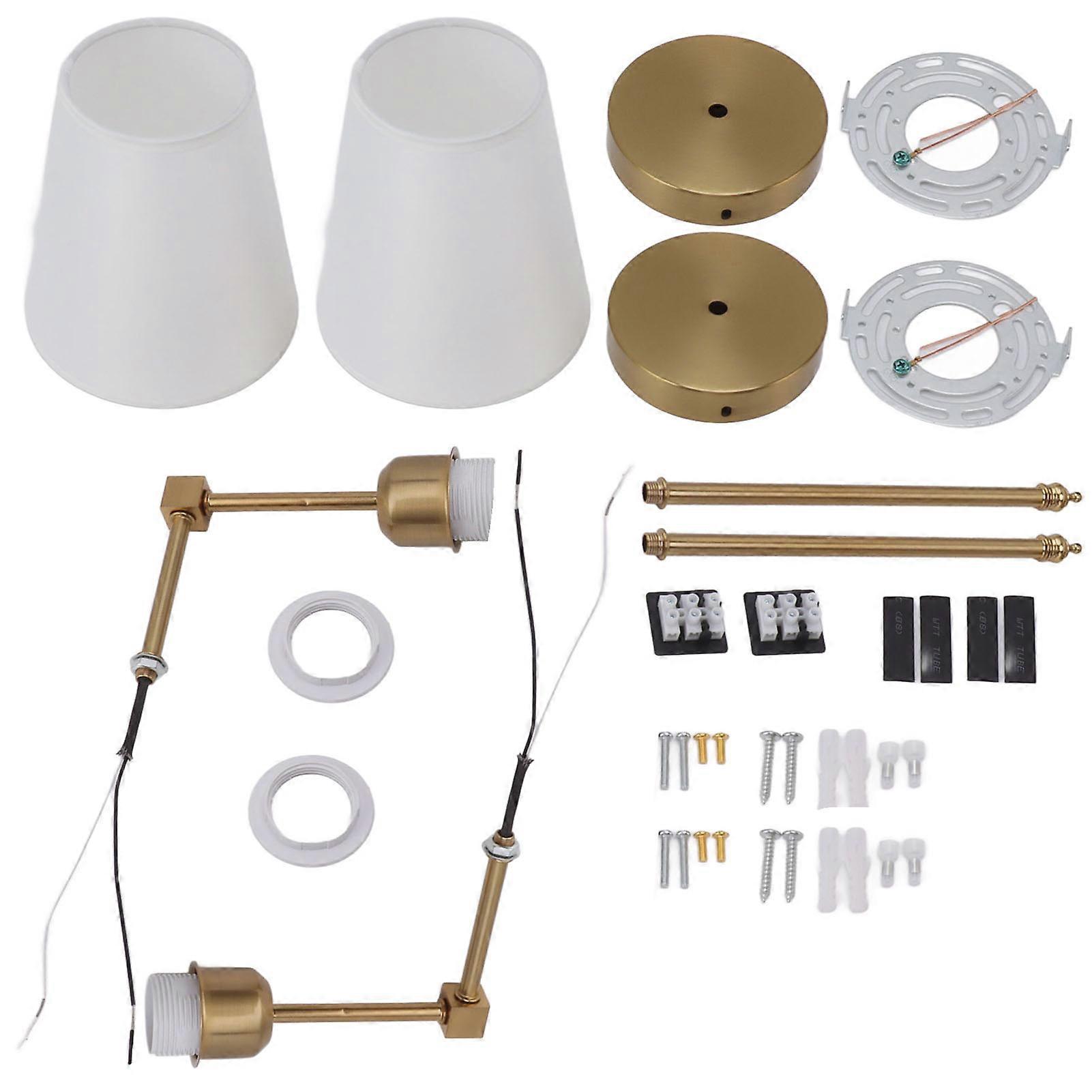 Wandleuchten 2er-Sets Festverdrahtete Badezimmer-Waschtischleuchte mit weißem Lampenschirm E26 E27 Wandlampenhalter 85265V Gold