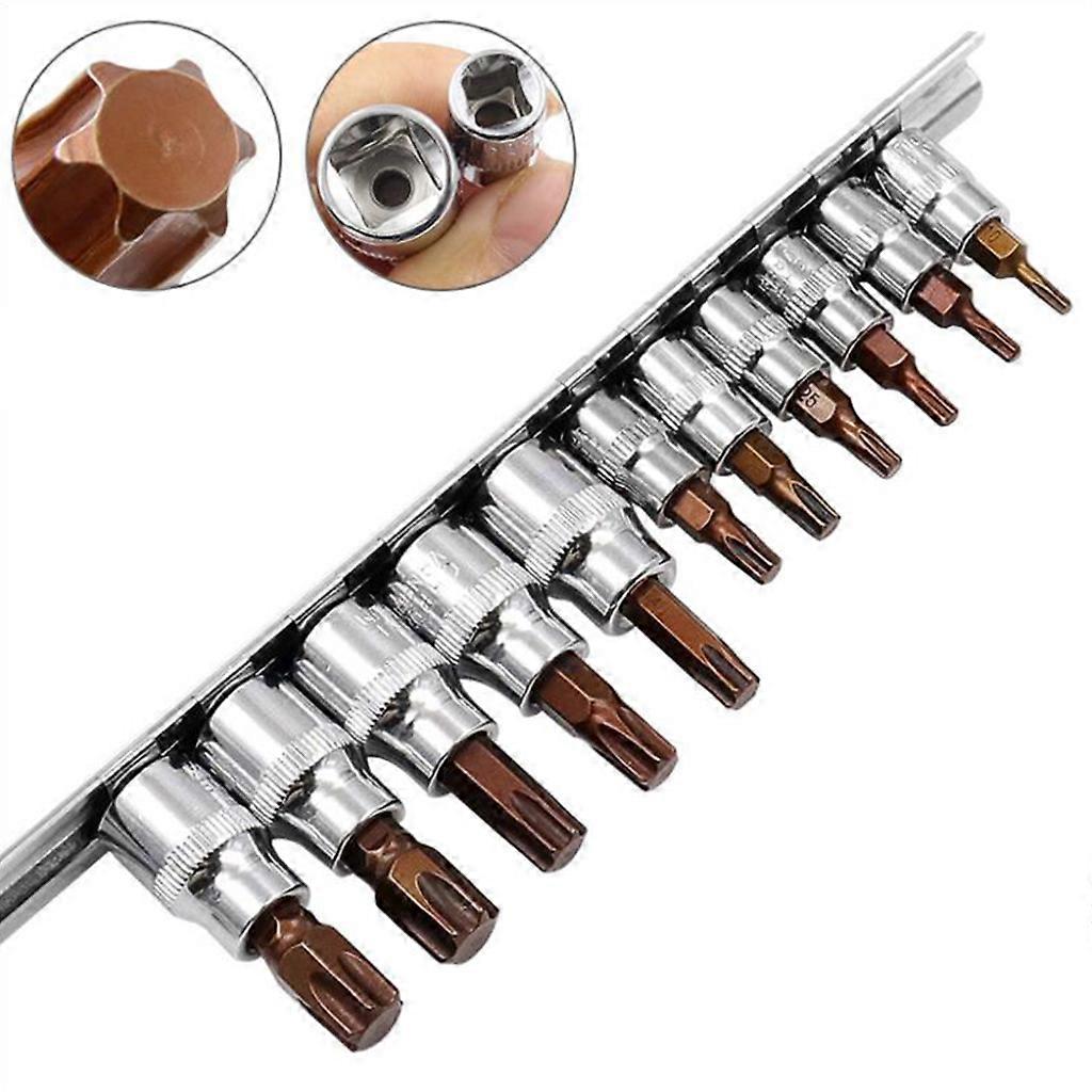 3/8" 1/4" Star Hexagonal Torx Bit Socket Kit Chrome Vanadium Steel Hex Wrenches