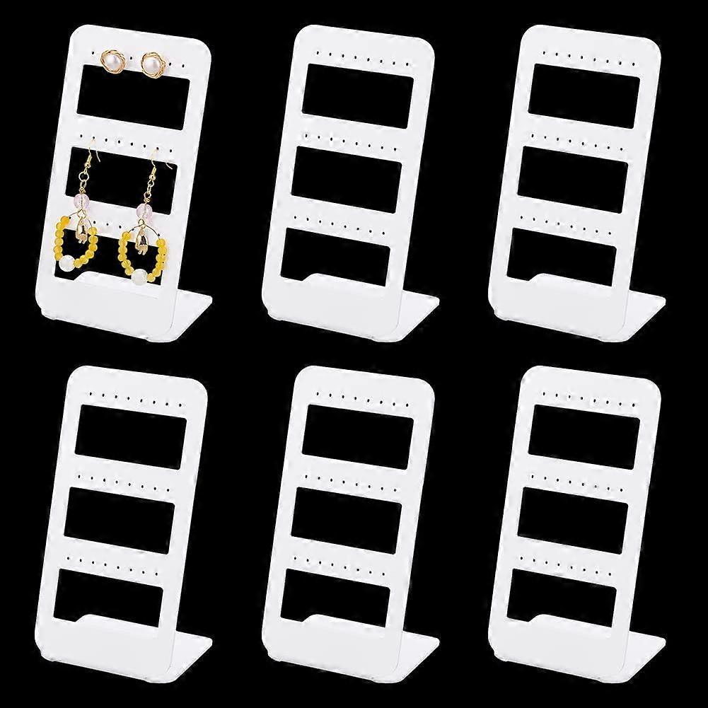 6pcs Acrylic Earring Holder Stands 24 Hole 3 Layers Stud Earring Display Jewelry Organizer for Jewelry Dangling Slant Back Display Props Show Retail S