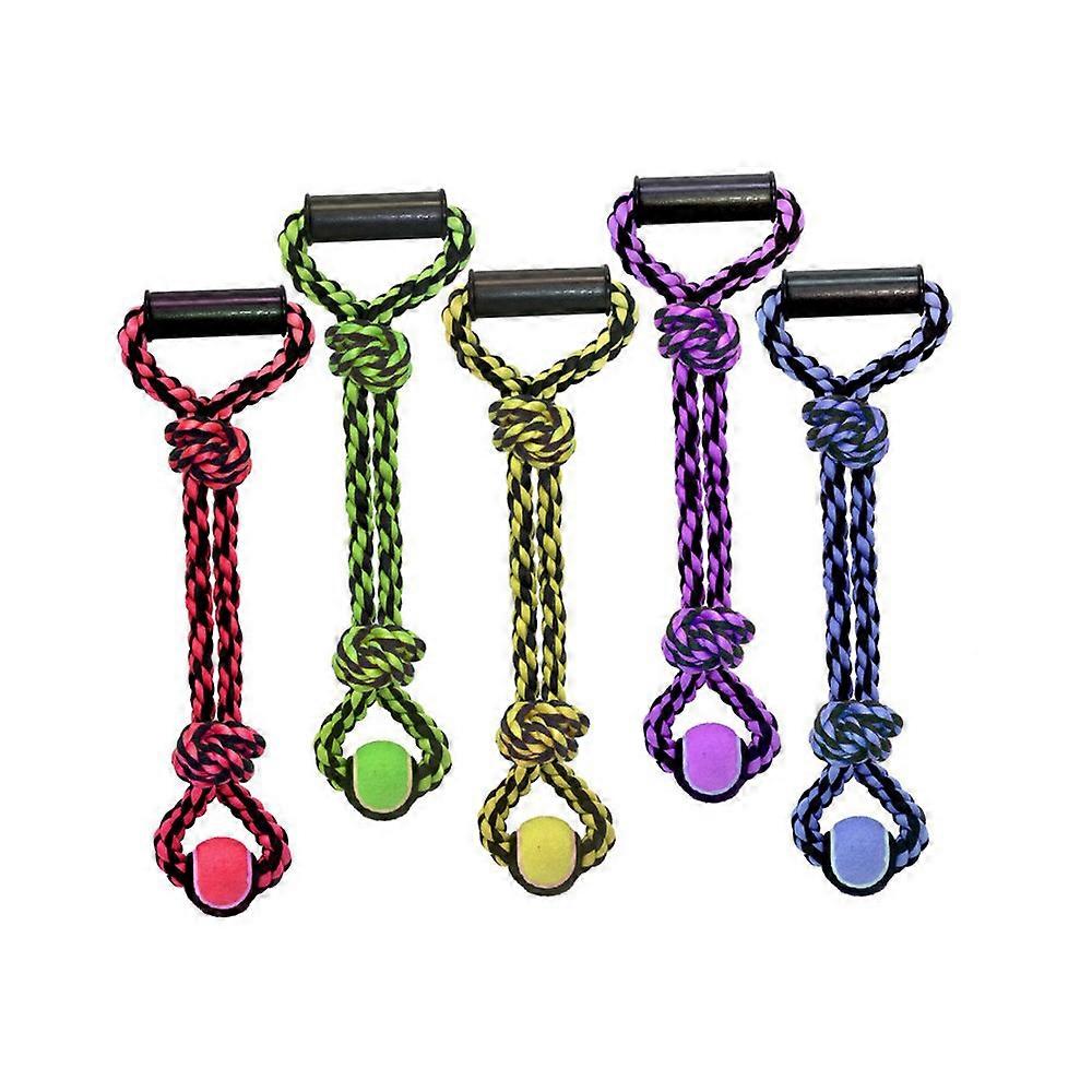 Multipet Nuts for Knots 2-Knot Rope Tug Dog Toy With Tennis Ball, 1 Each / 20 Inches, Assorted