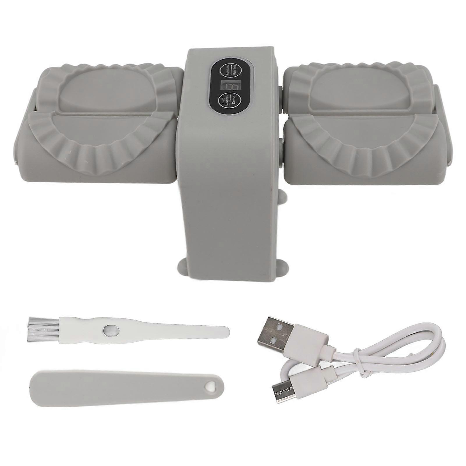 Double Head Automatic Dumpling Maker Mould Electric Dumpling Maker Machine Dumpling Wrapper Tool for Home Kitchen Restaurant Grey