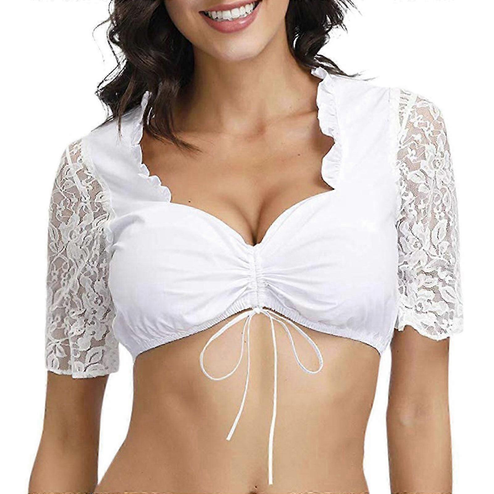 Sexet lingeri sort og rød bluse til Oktoberfest blonder Elegant damebluse Dirndl bluse Dirndl sort