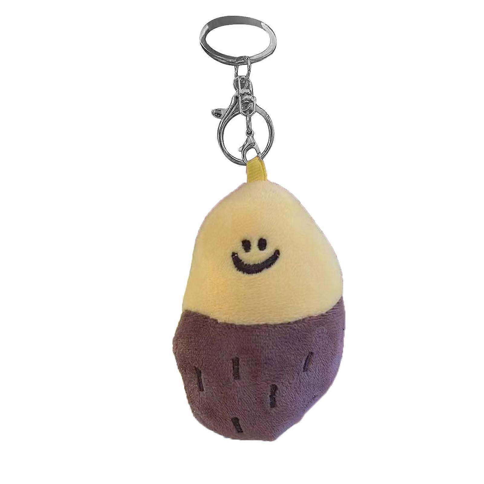 Sweet Potato Plush Keychain - Multifunctional Soft Doll for Backpacks, Silver Keychain