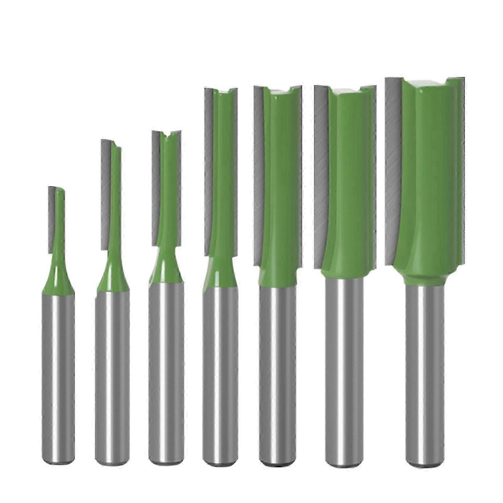 7PCS Fräser Satz 6mm Schaft 3 4 5 6 8 10 12mm Klingendurchmesser Doppelschneiden gerader Bit für Holzbearbeitungsfräser