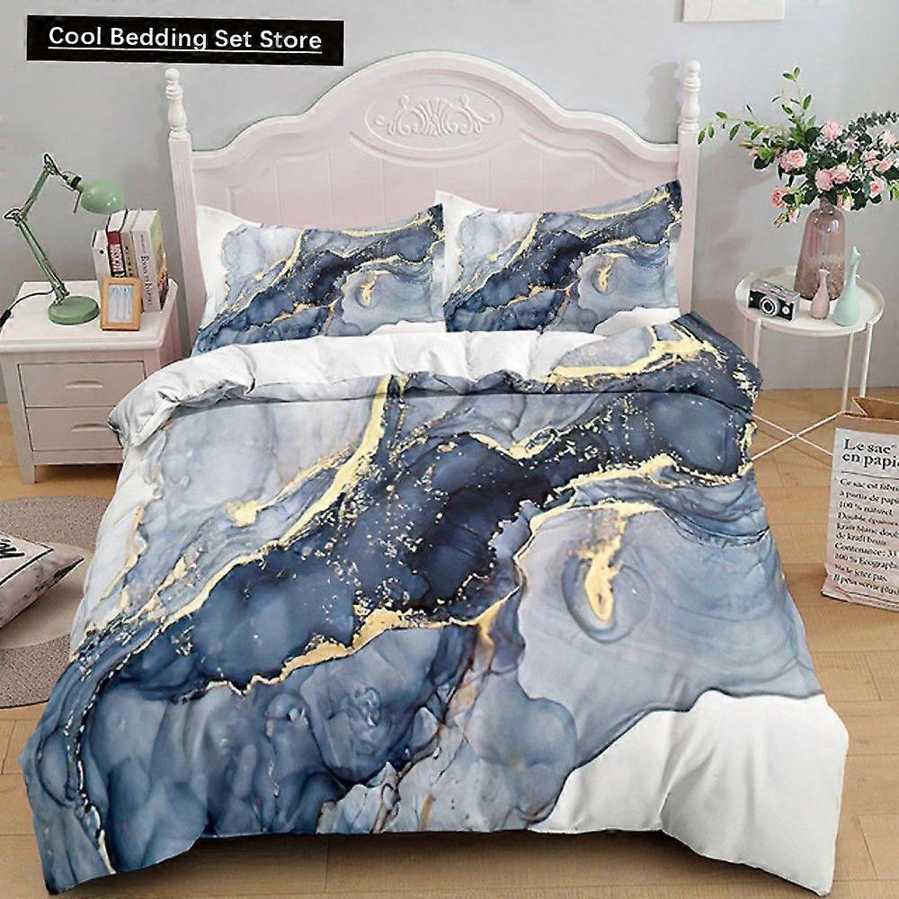 v690 Lakan Lyx Svart Marmor Sängkläder Påslakan Påslakan Singel Dubbel Twin Full Storlek Tonåringar Vuxna Sängkläder Mjuk Polyester Sängkläder 3-delat 