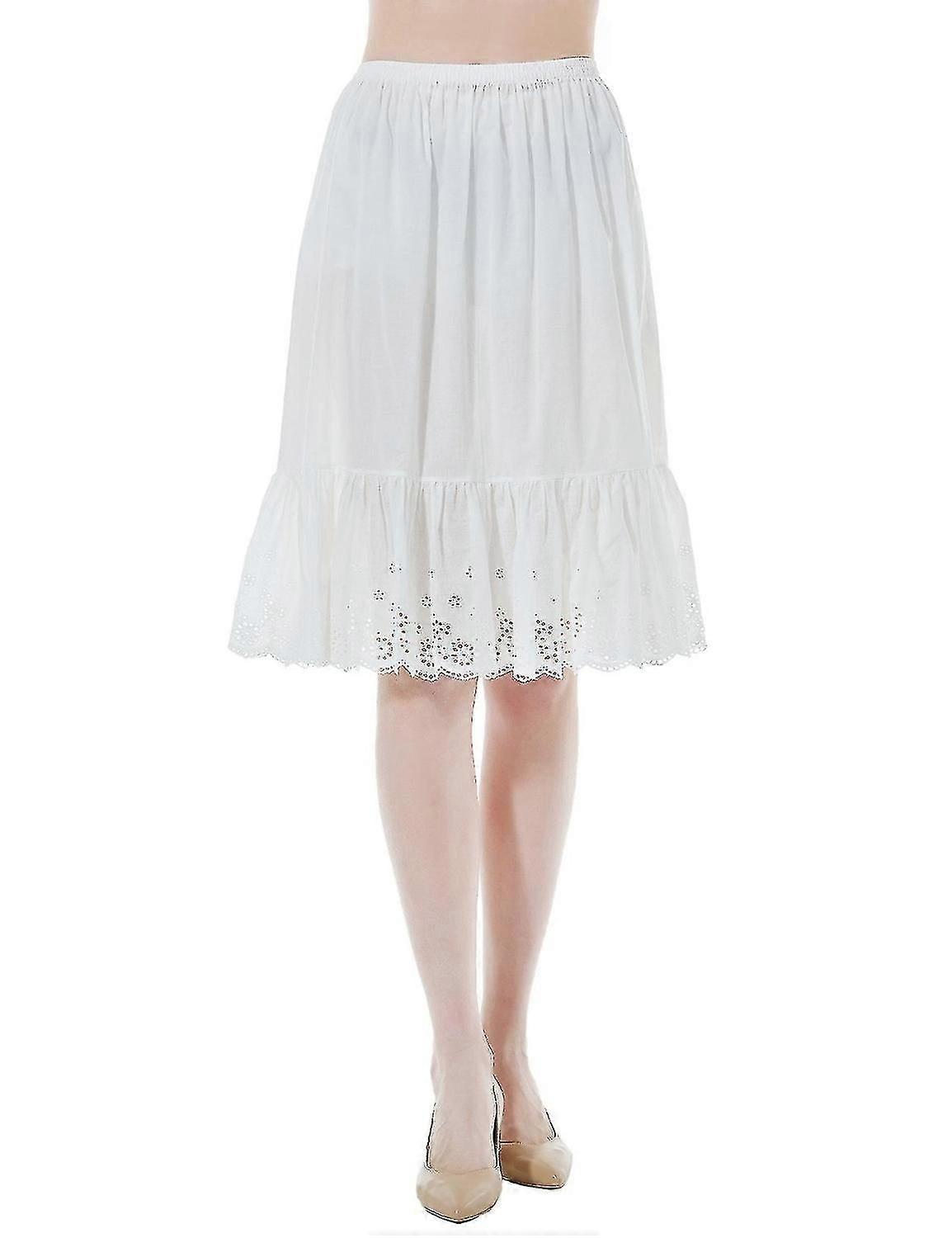 المرأة نصف زلة التنورة السفلية 100 ٪ القطن تنورة الموسع مع الدانتيل التطريز A- خط ثوب نسائي Underdre