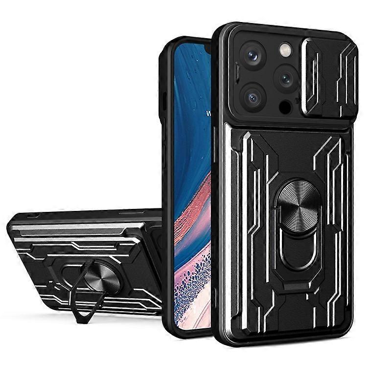 Compatible For iPhone 16 Pro Case PC+TPU Kickstand Phone Back Cover with Camera Slider