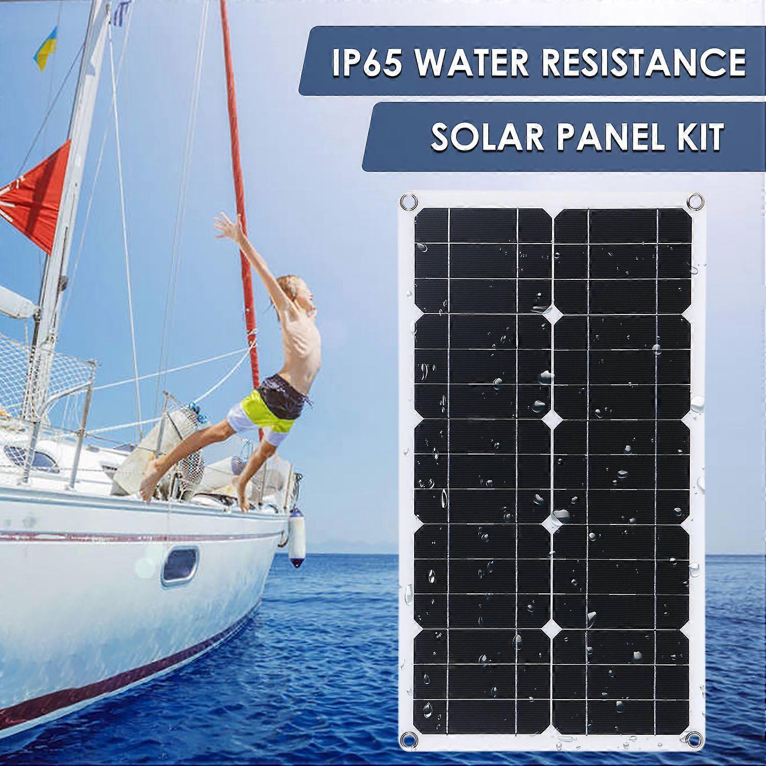 50W D C 9V/18V Flexible Solar Panel with 30A L-ED Display Controller Kit Set with USB/ Type C Interf