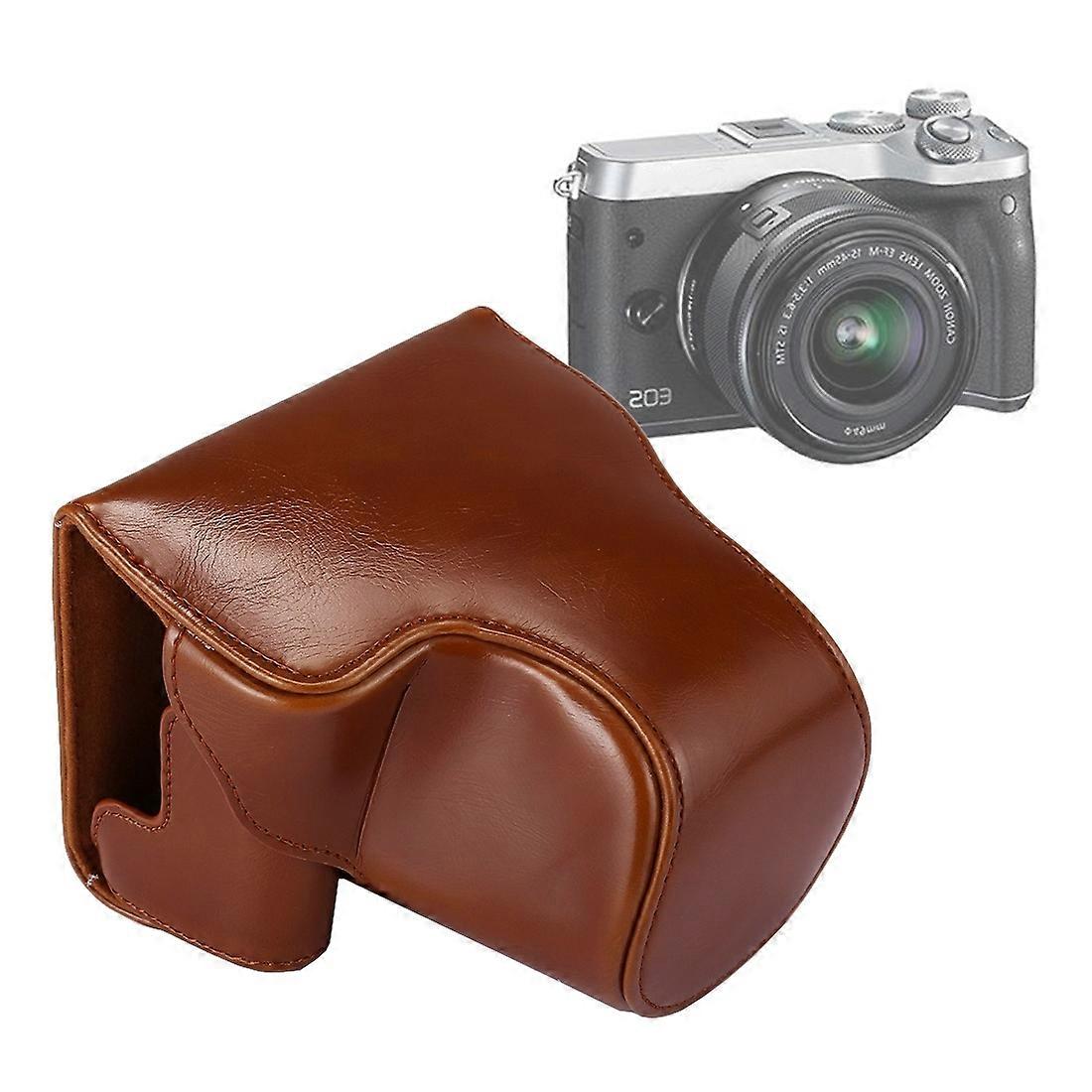 Full Body Camera PU Leather Case Bag with Strap for Canon EOS M6