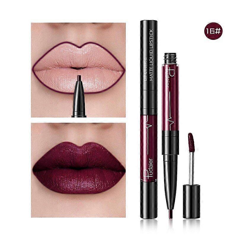 Pudaier 2 In 1 Velvet Lip Liner Pencil 16-Color Matte Lip Liner Set Lip
