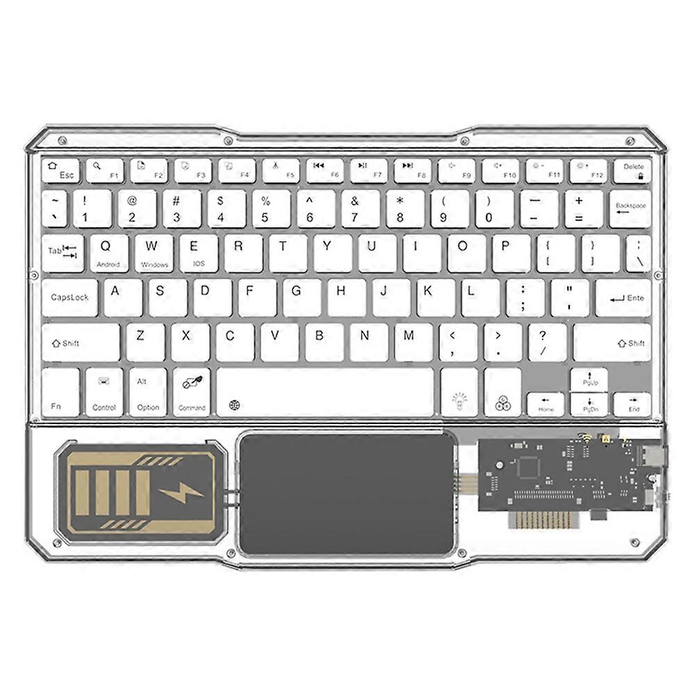 KB-333 78-Key Transparent Bluetooth Keyboard with Colorful Backlight for Android/Windows/iOS-White