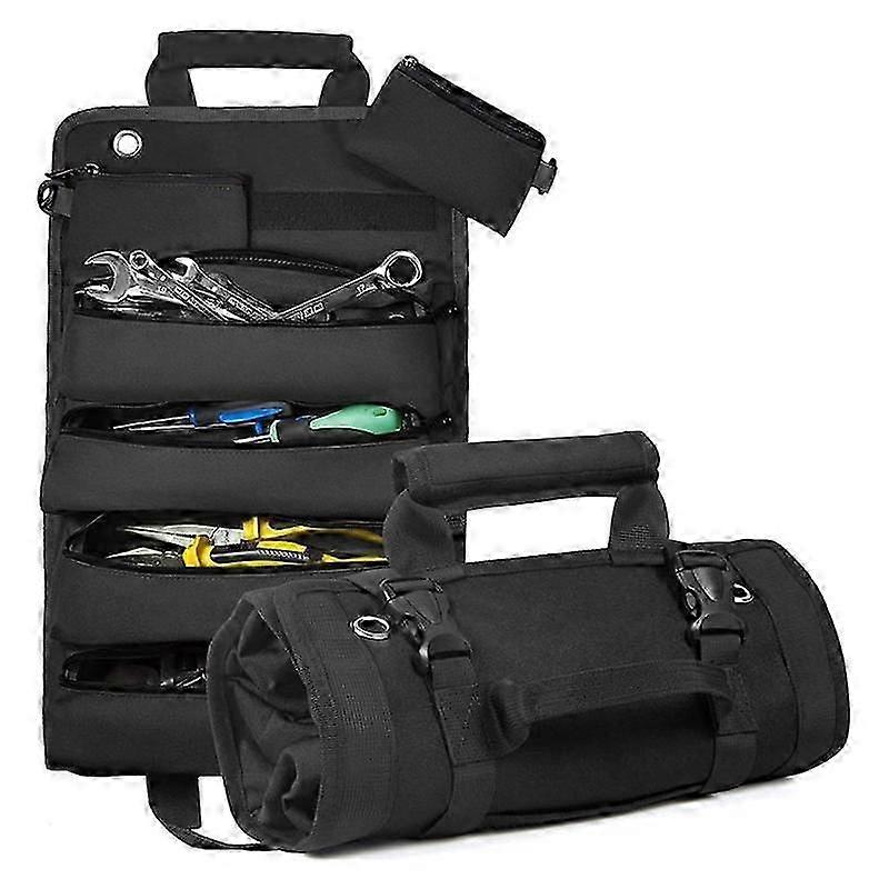 Tool Roll Up Bag, Roll Tool Organizer with 3 Detachable Pouches, Tool Roll Pouch for Mechanic/Elect js