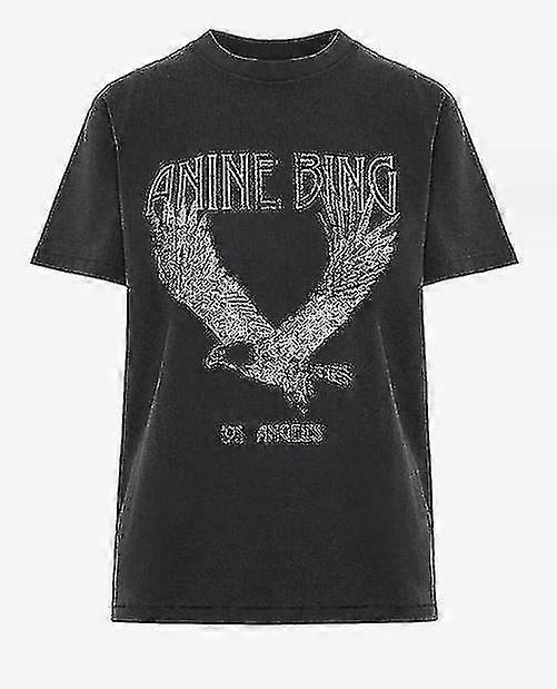 Anine Eagle Printing Dames Zwart T-shirt met korte mouwen Stijl 174