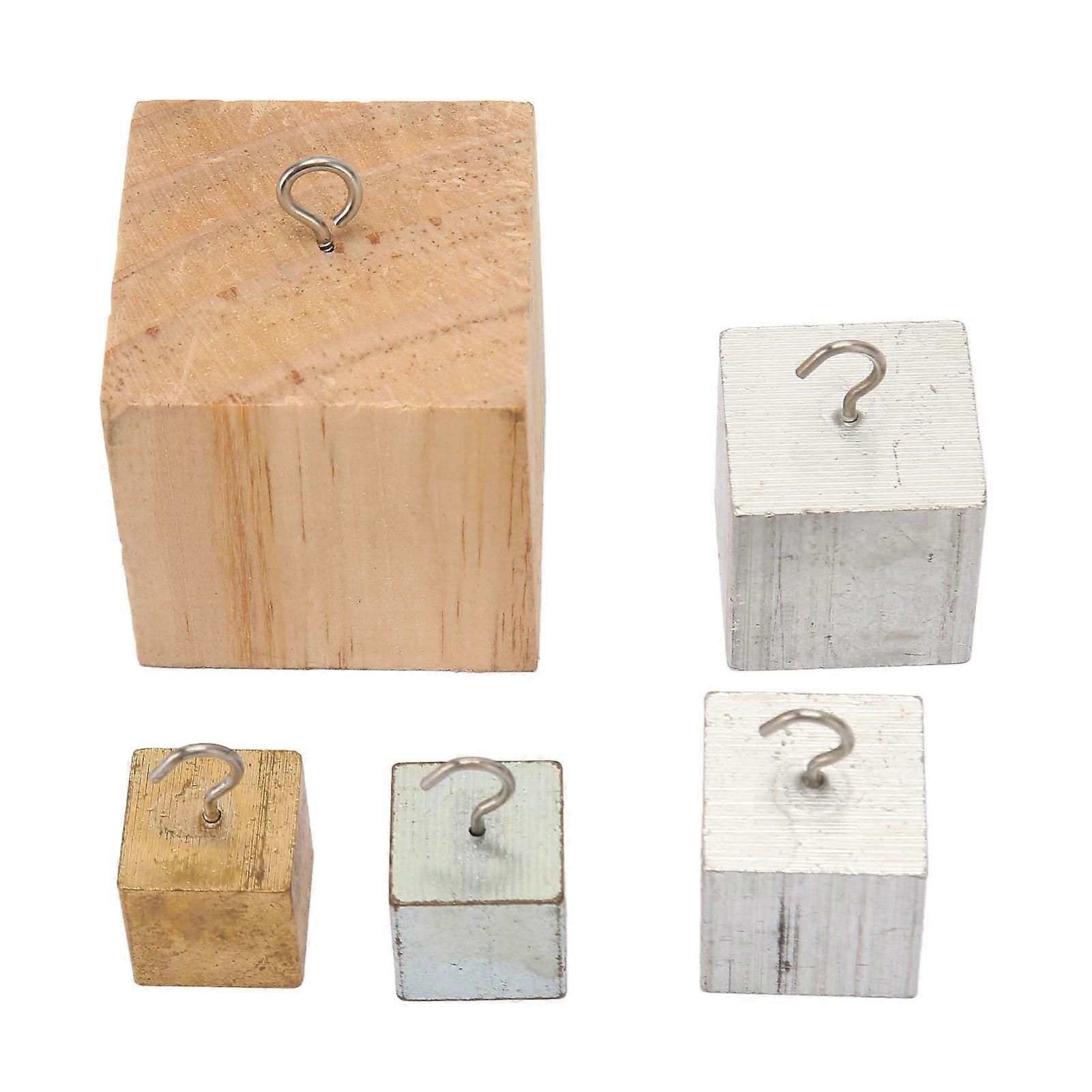 5pcs Cubes Set Copper Iron Aluminum Solid Wood Density Blocks for Physical Experiment Science Education