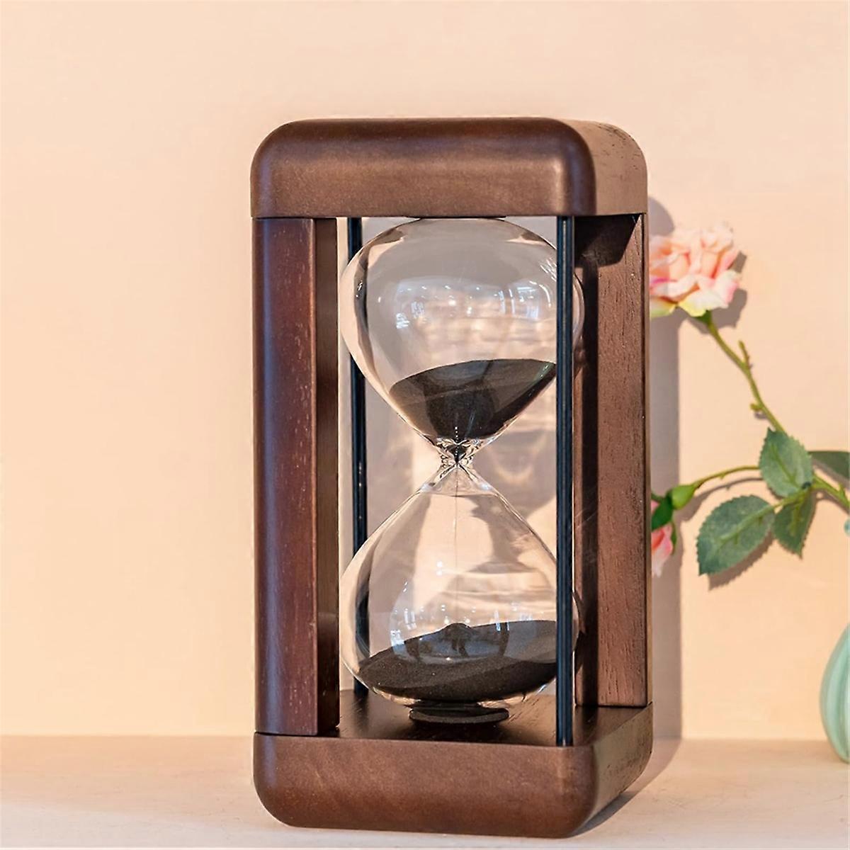 Clessidra grande in noce di alta qualità, timer a sabbia da 60 minuti, clessidra B