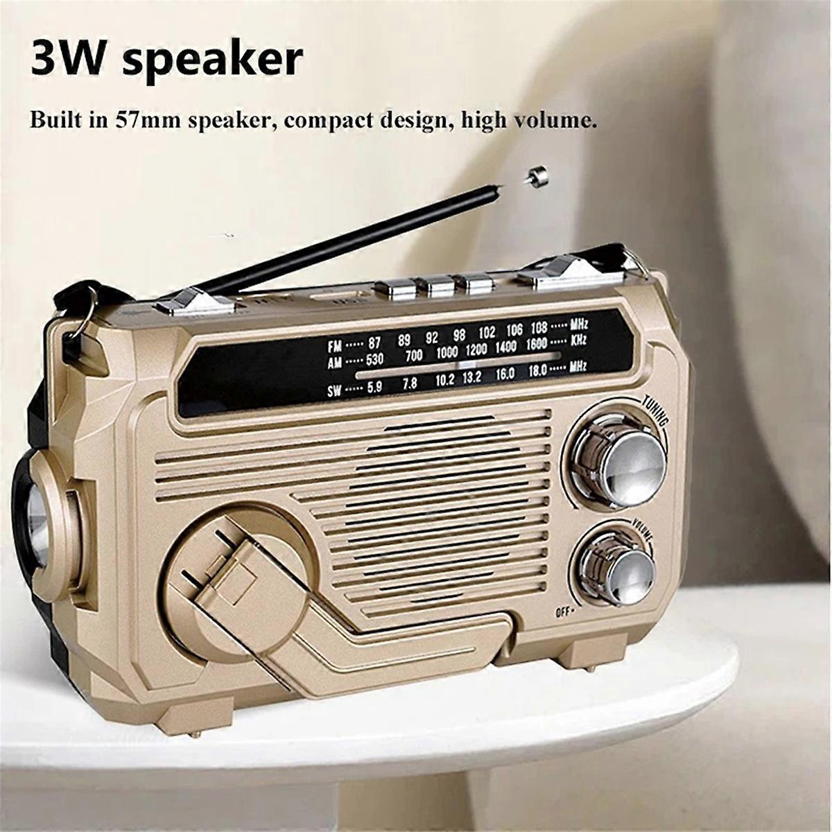 FM AM SW Radio Solar Charging Emergency Radios Receiver Hand Crank Bluetooth 5.2 Support TF USB Rand