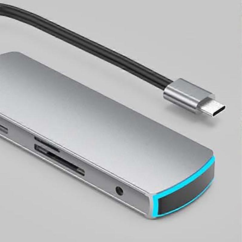 8 In 1 Type-C to HDMI Docking Hub Smart Expansion Dock with Breathing Light