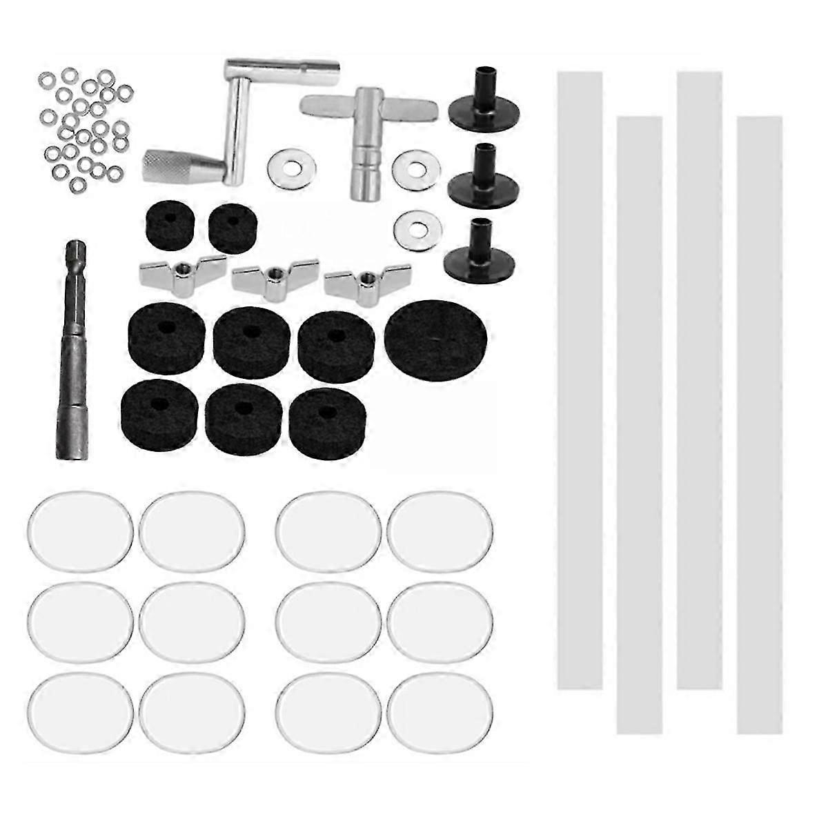 51pcs שרוולי מעמד מצילתיים לבדים מצילתיים עם מכונת כביסה מצילתית אומי כנף בסיס החלפת תוף מצילתיים P