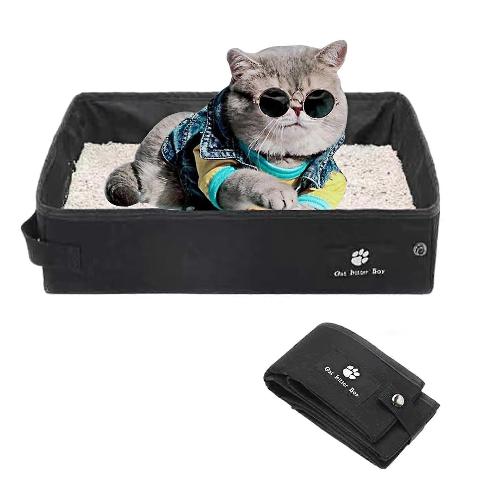 Garbage Box for Cats - Folding Waterproof Cat Travel Litter Box, 15.75 x 11.82 x 3.94 Inch, Ideal for Cats and Kittens