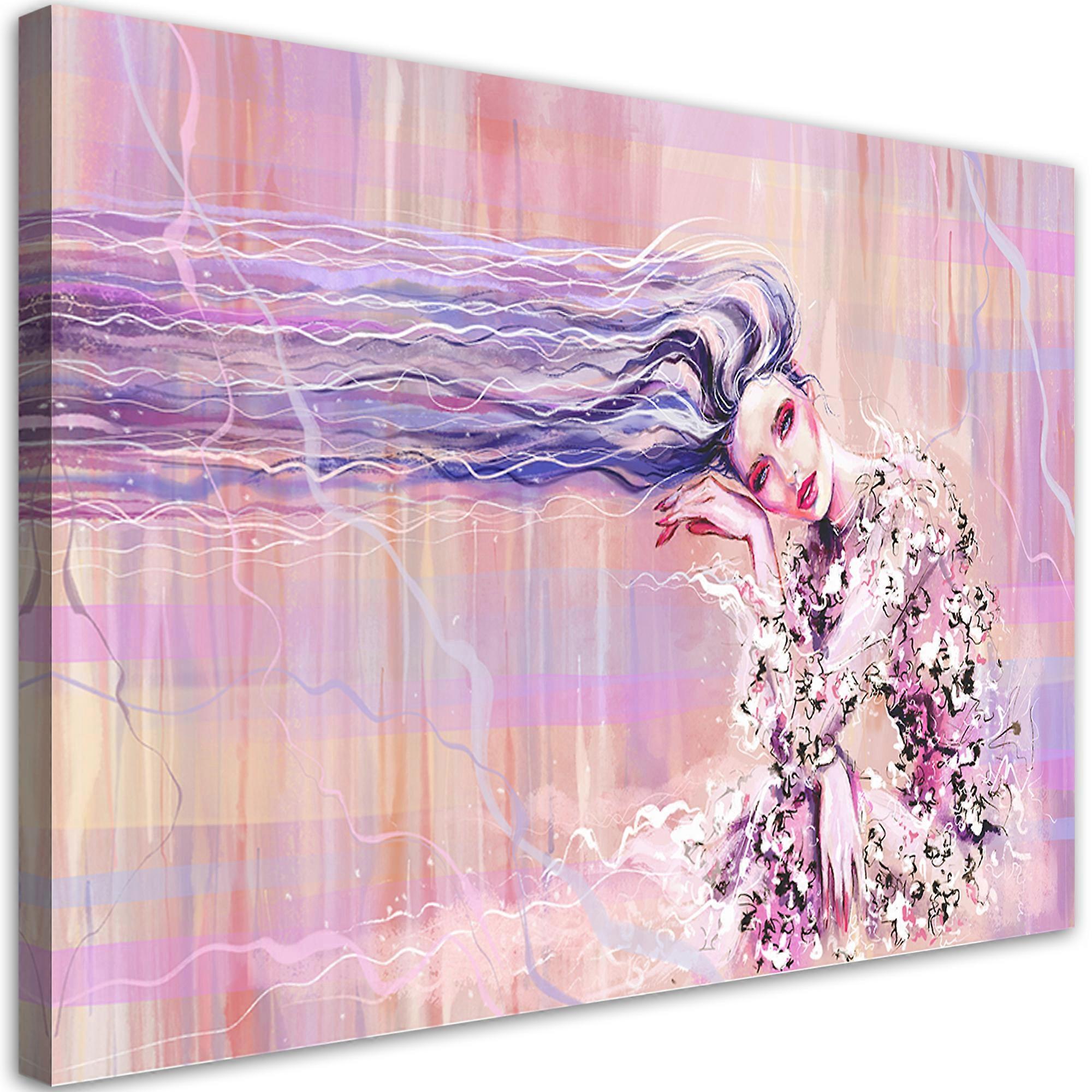 Lienzo, Mujer con el pelo largo - 120x80