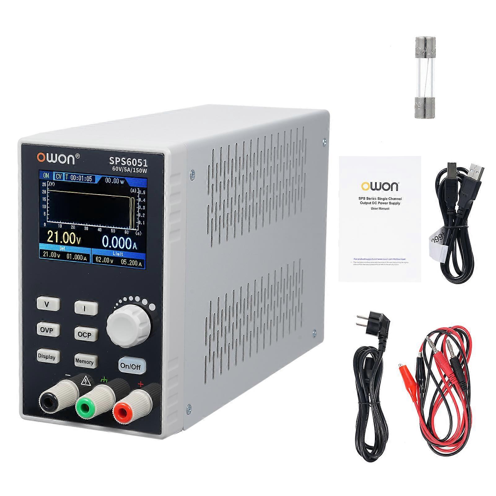 OWON SPS6051 Silent Fanless Series Programmable Linear DC Power Supply Digital Switching Regulator with 2.8 Inch TFT LCD