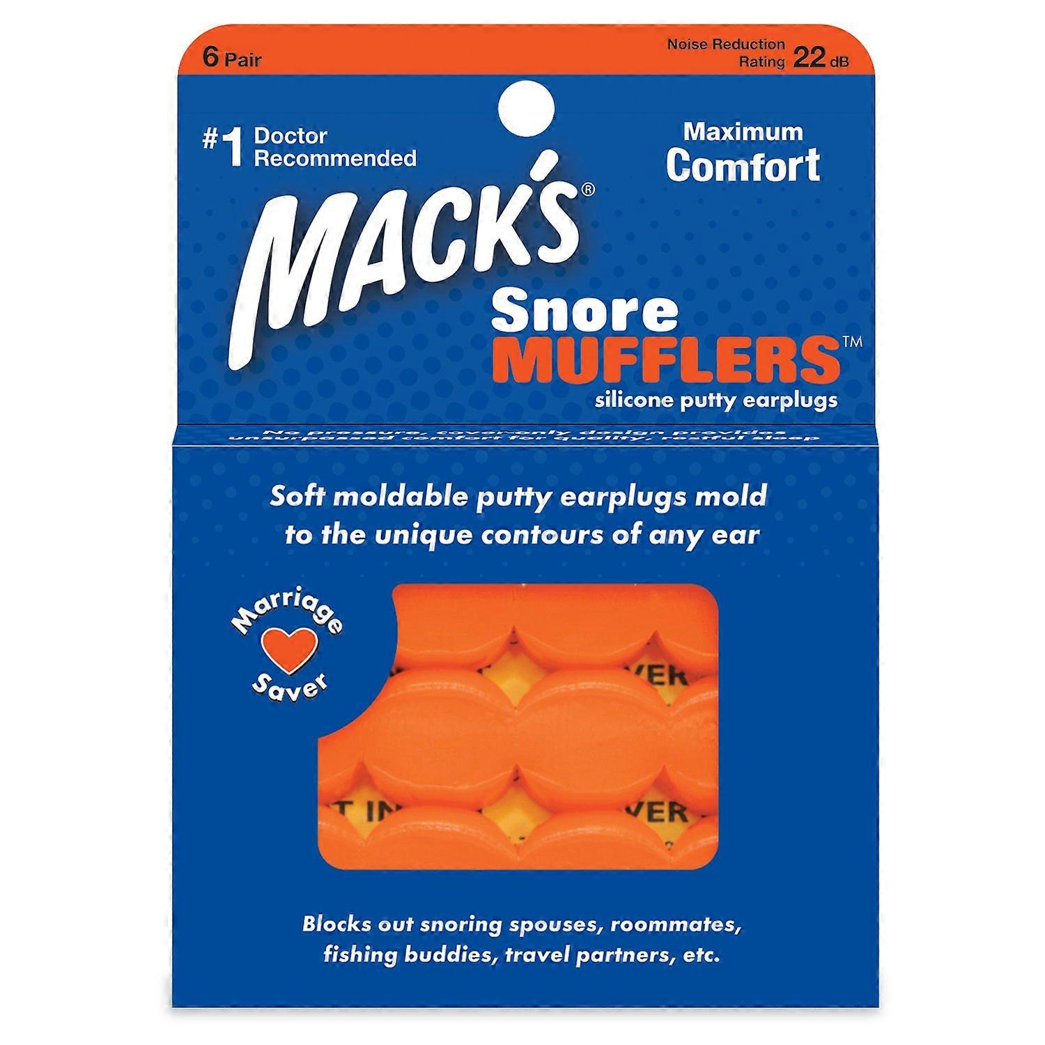 Macks Snore Mufflers Silicone Putty 6 Earplugs, Pairs (Pack of 2)