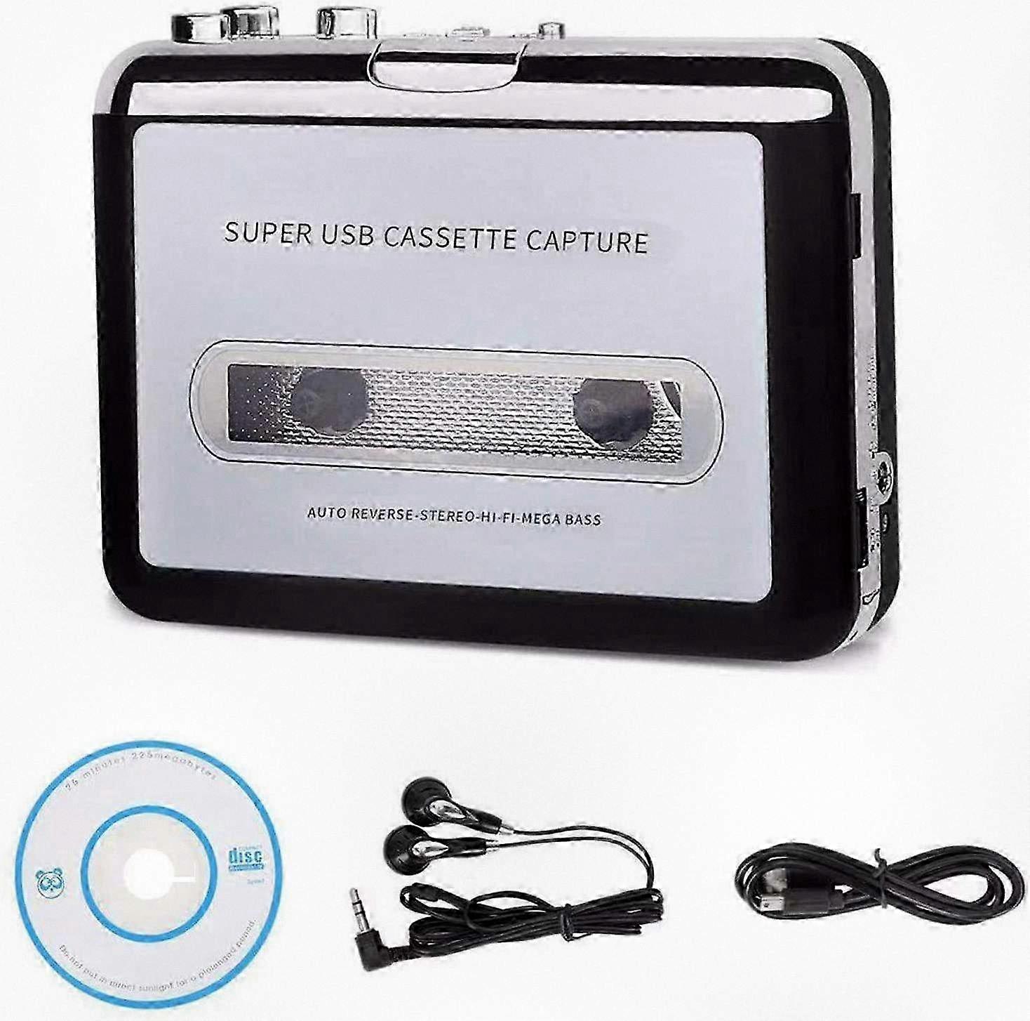 Portable USB Cassette to MP3 Converter Audio Music Player for Cassette Tapes
