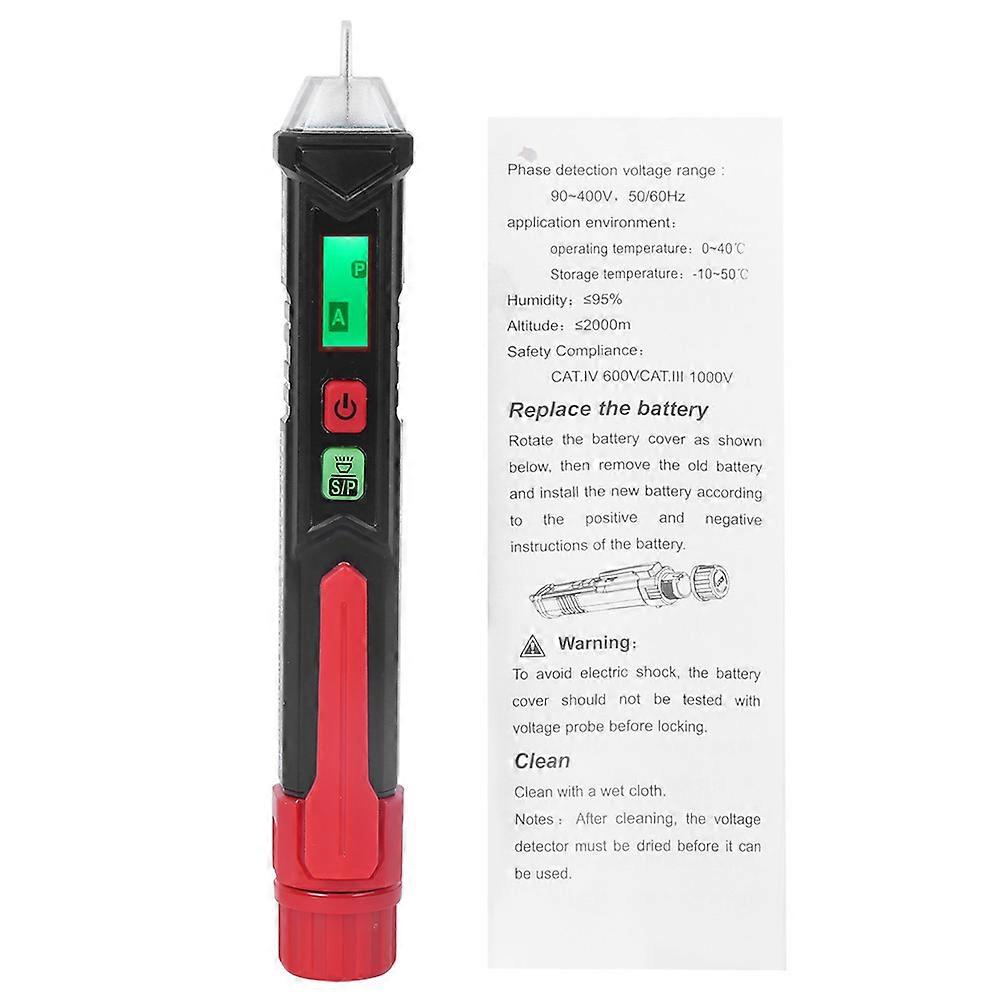 HT100P Non Contact 3 Phase Rotation Indicator AC Voltage Detector Pen Tester with Flashlight
