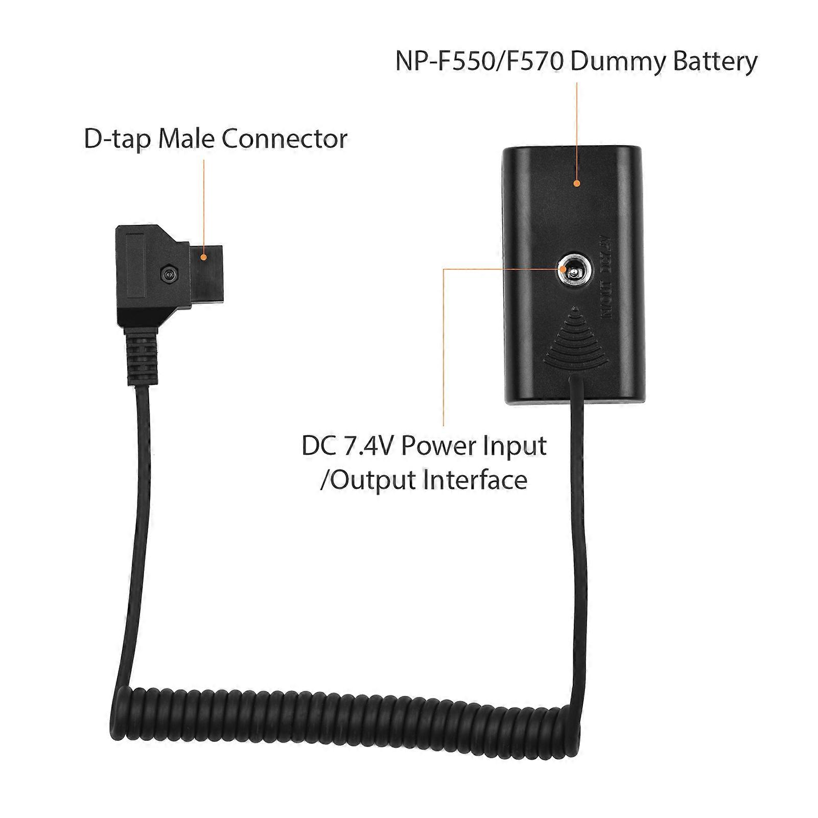 D-Tap to NP-F550 F570 Dummy Battery Coupler Adapter with DC 7.4V Power Input/Output for Video Monitors LED Lights