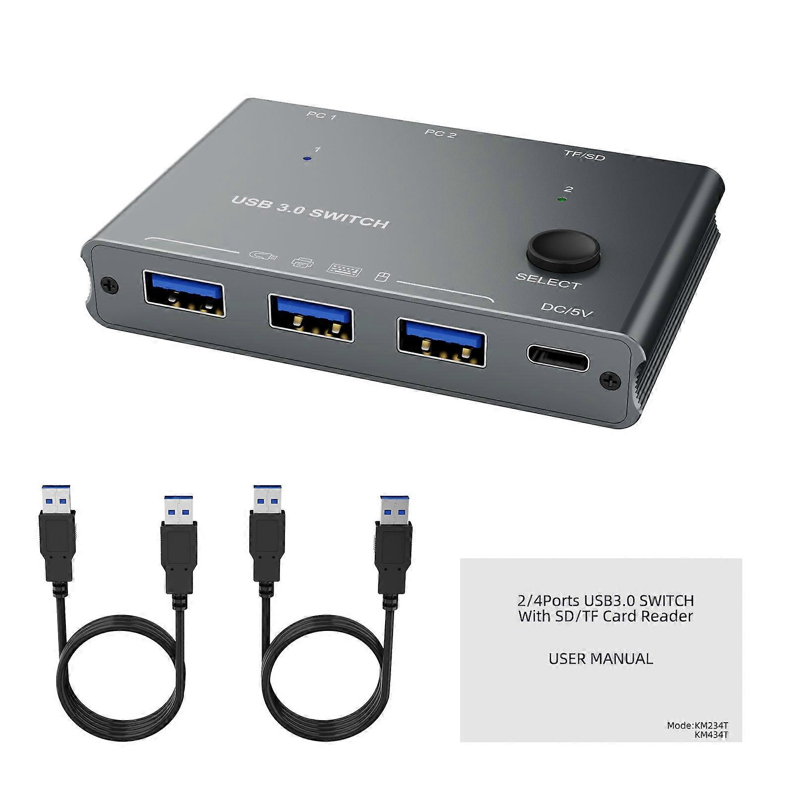 Convenient USB3.0 Hubs USB3.0 Switcher Metal USB Expansion Expand Computer USB Capabilities with Multiple Inputs Output