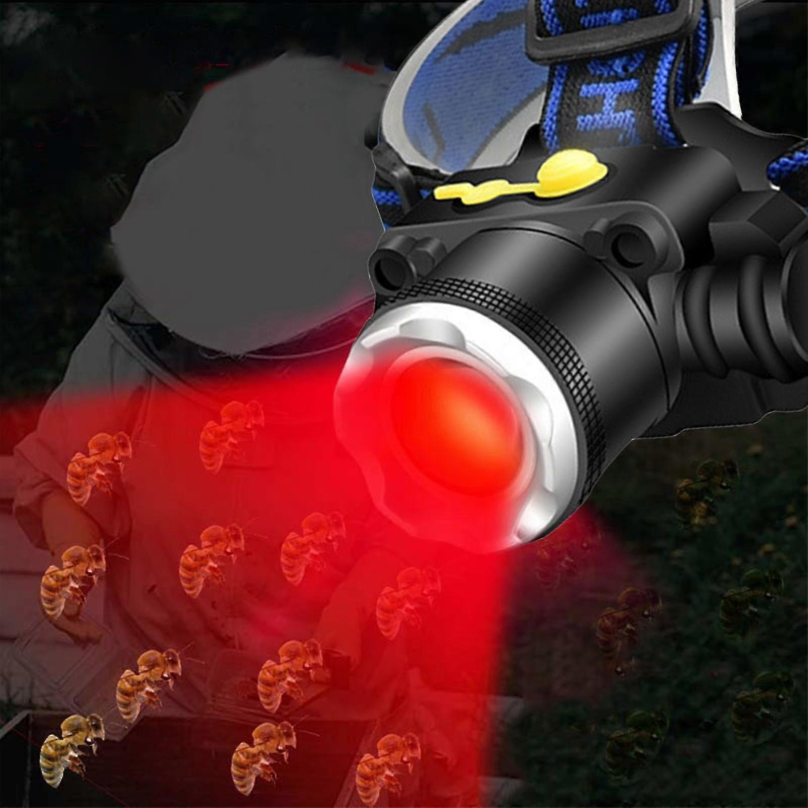 Headlamp for Red Light Beekeeping with a Focused Flashlight for Catching Bees and Checking Molasses