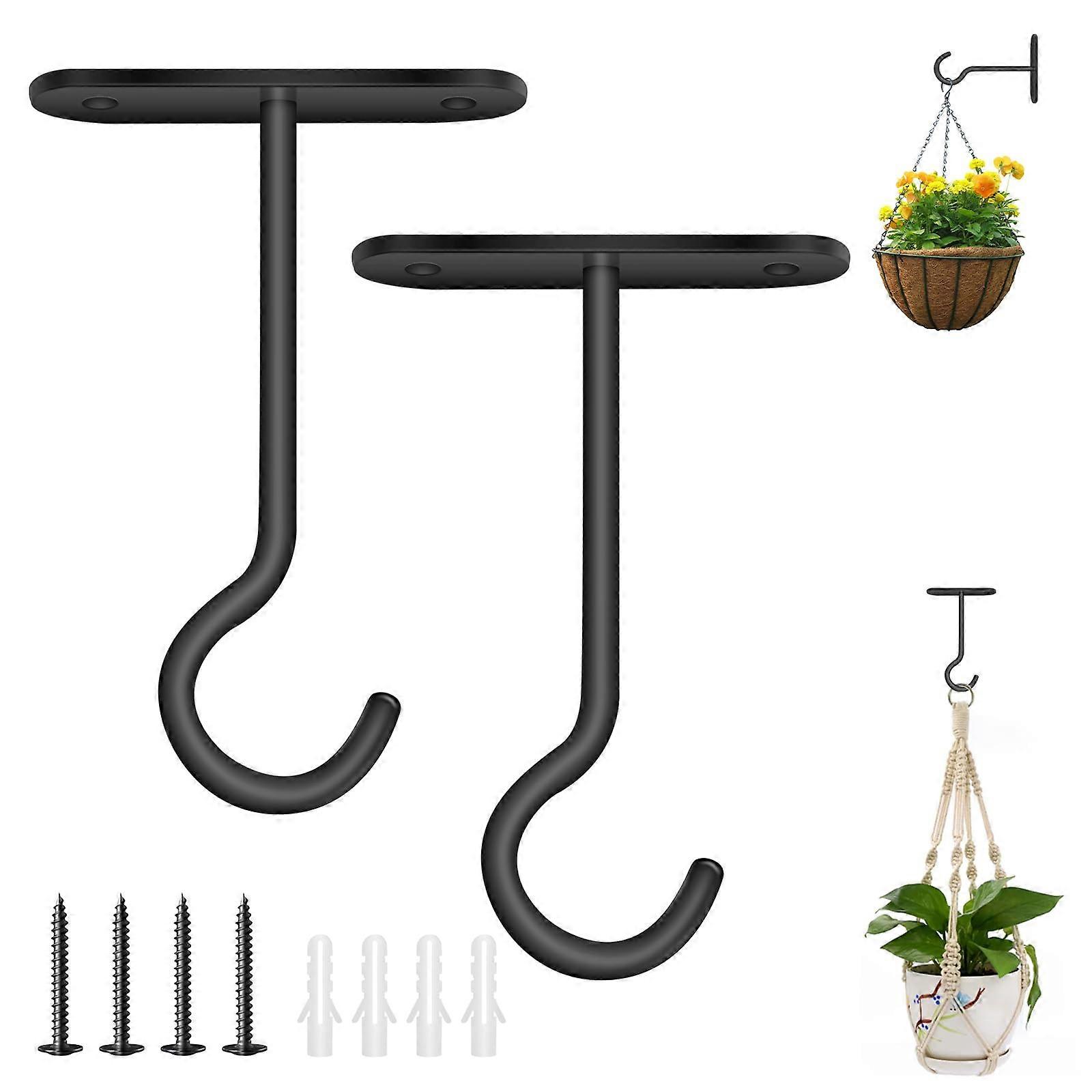 Pack of 2 Ceiling Hooks for Hanging Plants, 10cm Plant Holder, Wall Hooks for Baskets, Wind Chimes, Balconies