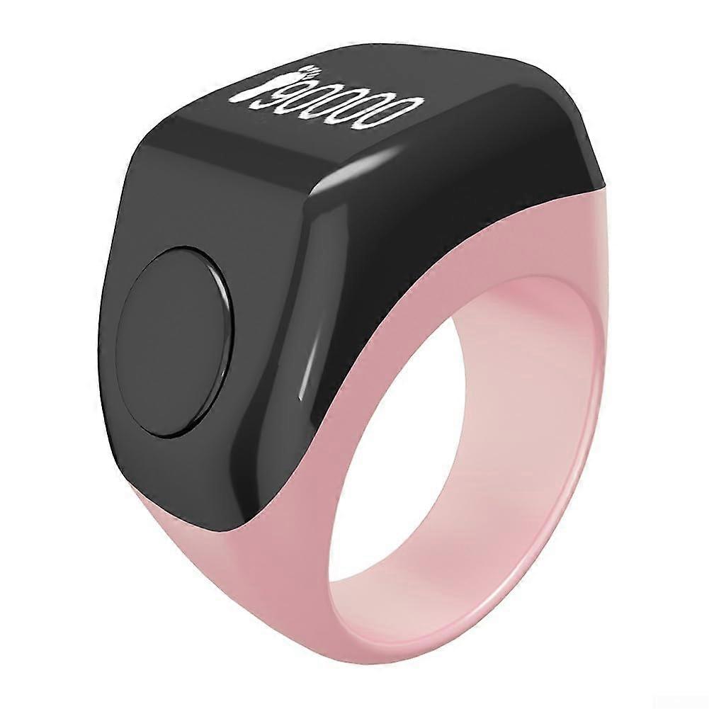 Digital Prayer Ring Counter with Vibrating OLED Display for Daily Spiritual Recitation (Pink) Rosa